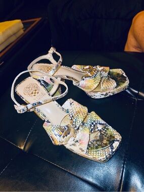 Vince Camuto Snake Print High Block Boots Size 9